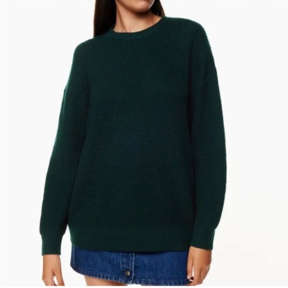 Womens Aritzia Wilfred Free Hillside Sweater Merino wool crew-neck Green Size xs